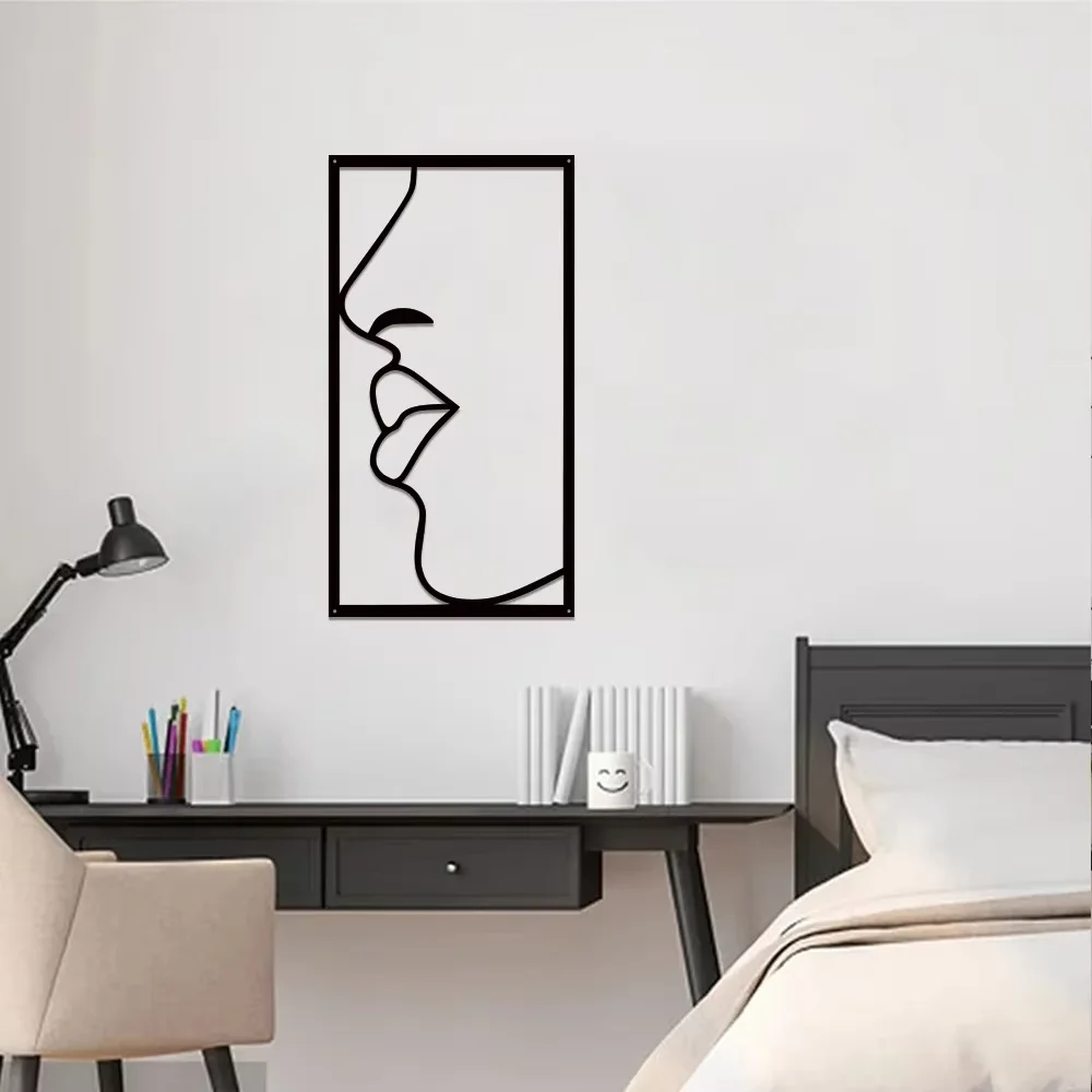 1pc Lips Minimalist Wall Art Metal Wall Decor Abstract Lines Perfect for Home Decoration and Adding Style to Your Living Space