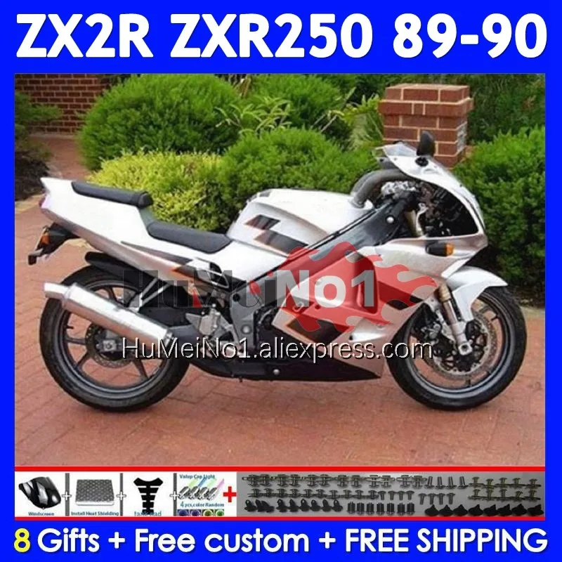 Body Kit For KAWASAKI NINJA ZXR-250 ZX2R ZX-R250 ZXR White black 250 C 239No.80 ZXR250 ZX-2R 89 90 ZX 2R R250 1989 1990 Fairing