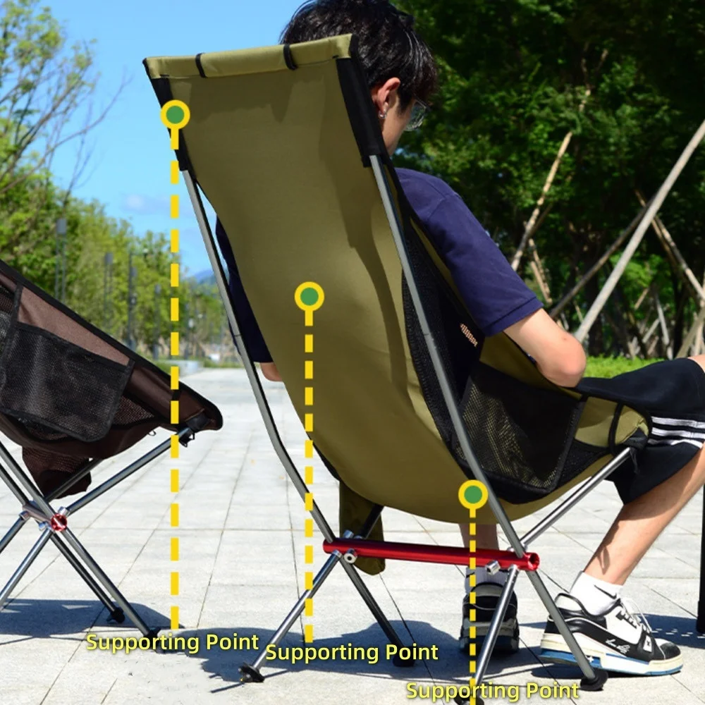 Outdoor Folding Chair Ultralight Aluminiu Alloy Camping Chair Upgraded Moon Chair Fishing Chair Beach Garden BBQ Chair view 2