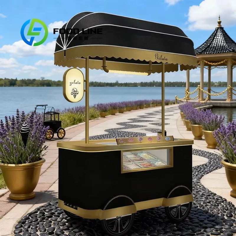 

Customized Commercial Ice Cream Freezer Cart Popsicle Display Cabinet Freezer Refrigerator Gelato Ice Cream Push Cart