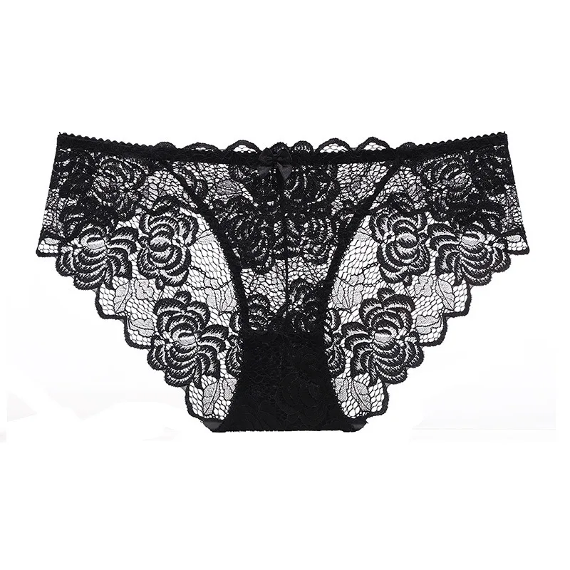 Sexy Lace Underwear Women Ultra-thin Transparent Lace Oversized Panties Female Underwear with Buttocks Low Waist Triangle Bottom