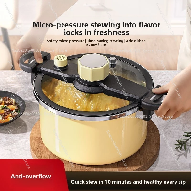 

High Aesthetic Double Handle Pressure Cooker Non Stick Stew Pot Gas Induction Compatible Multi Function Home Pot