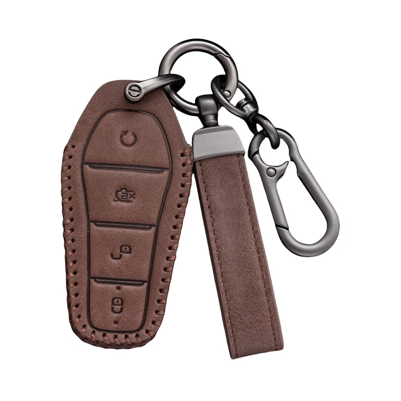 

For BYD Song Plus Atto 3 Han EV Tang DM Qin Seal Dolphin Leather Key Case Cover Remote Fob Holder Keychain Car Accessories