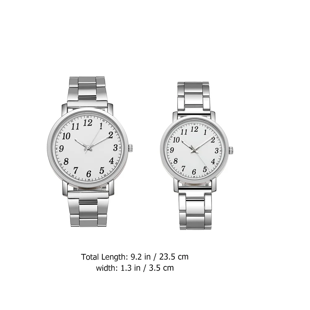 2 stuks minnaarhorloges roestvrij staal modern horloge creatief ontwerp duurzame kwaliteit nauwkeurige tijd lang gebruik zilveren horloges