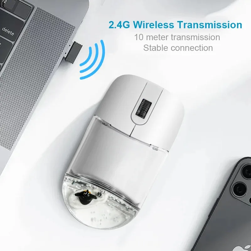 Creative Cute Floating Aquarium Animal 2.4 Wireless Mouse Ergonomics Mute Liquid Mice For PC Laptop Computer Accessoires Gifts