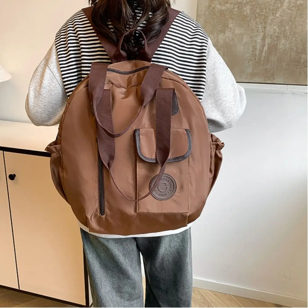 

Korean Style Swimming Nylon Backpack Solid Color Nylon Round Shape Shoulder Bag Niche Design Tote Bag Fitness Bag Girls