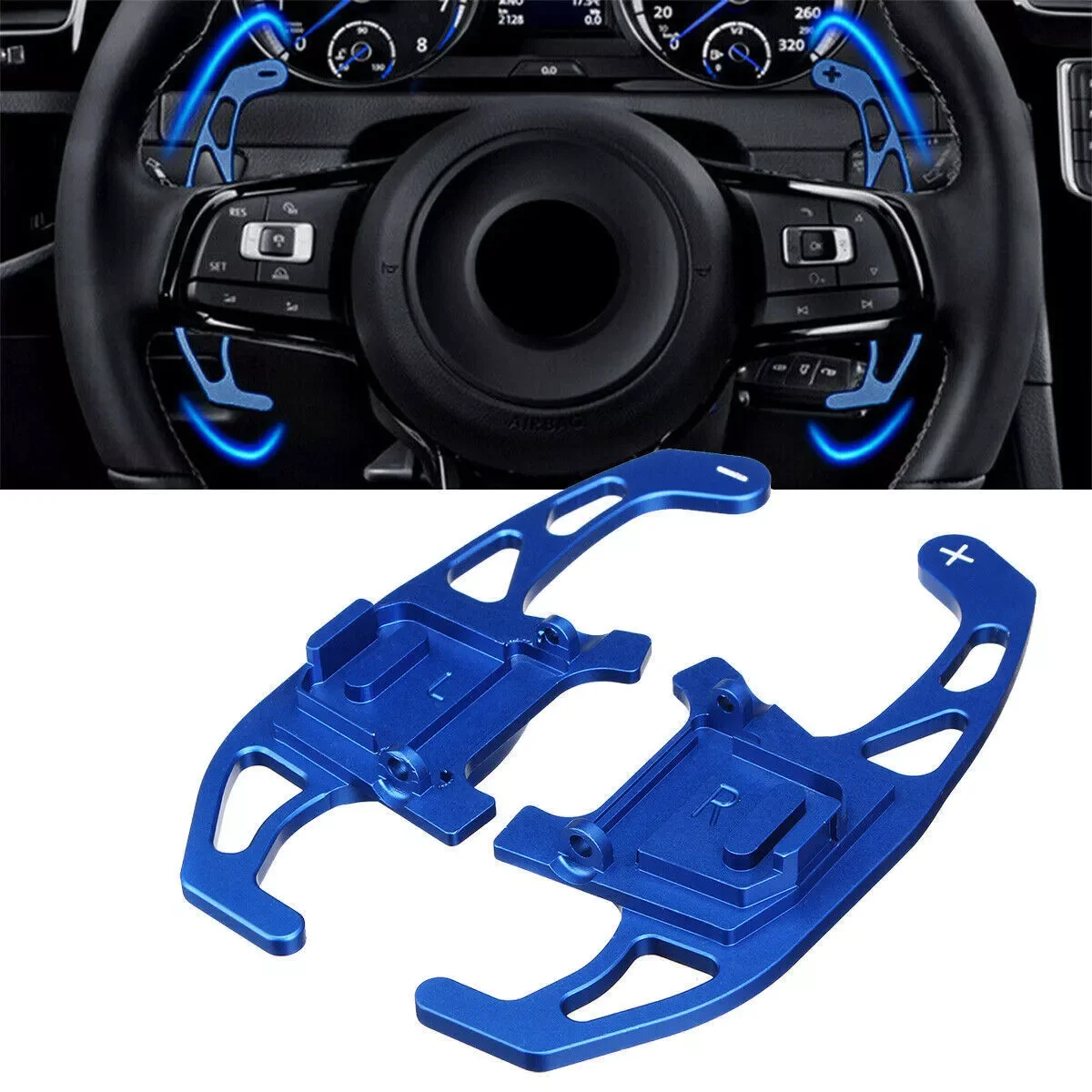 

Blue Car Steering Wheel Paddle Shifter Gear Shift Extension For VW Golf MK7 7.5 VII R GTI GTD TSI DSG