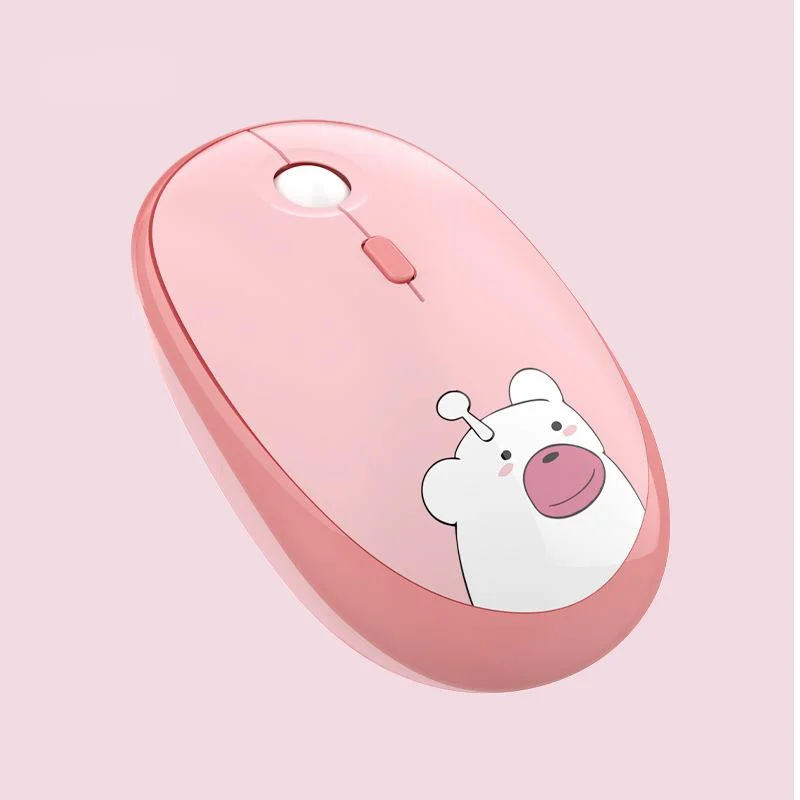 Cute Hello Bear Cartoon Wireless Mouse Mute 1600 DPI Girl Universal Office Laptop Desktop Mause For Girl's Little Hands Gifts