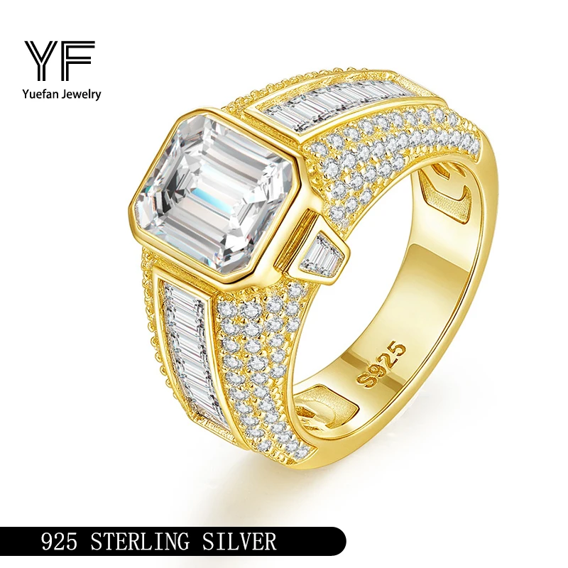 

Роскошное обручальное кольцо с муассанитом 4 карата, позолоченное 18 карат для мужчин, стерлинговое серебро 925 пробы, вечерние кольца с бриллиантами, ювелирные изделия, подарок, настраиваемый