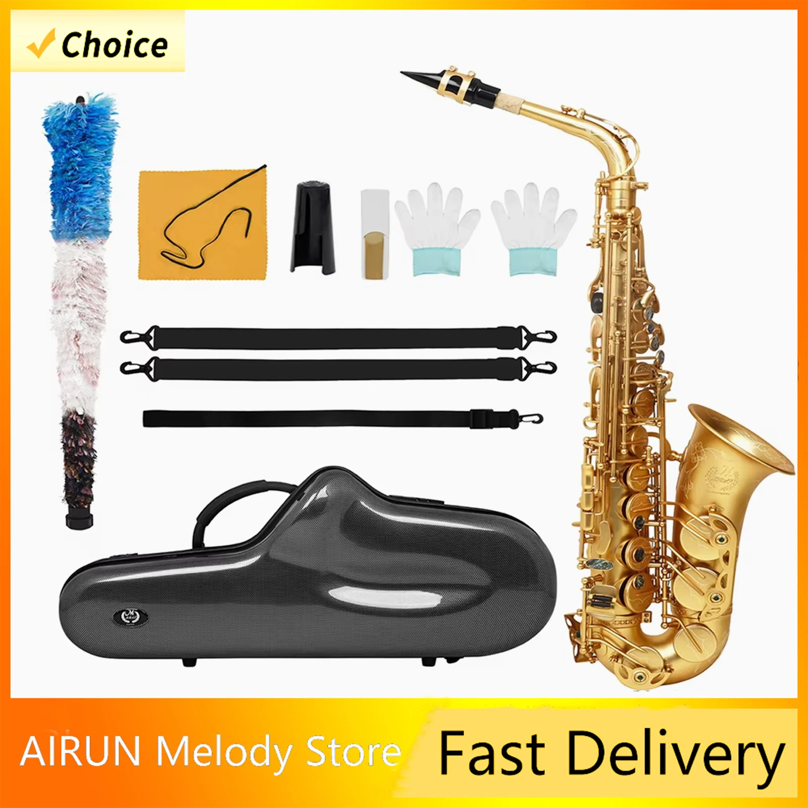 

MBAT Alto Saxophone Saxophone Gold Saxophone Eb Woodwind Instrument with Gloves and Cleaning Cloth Suitable for Music Enthusiast