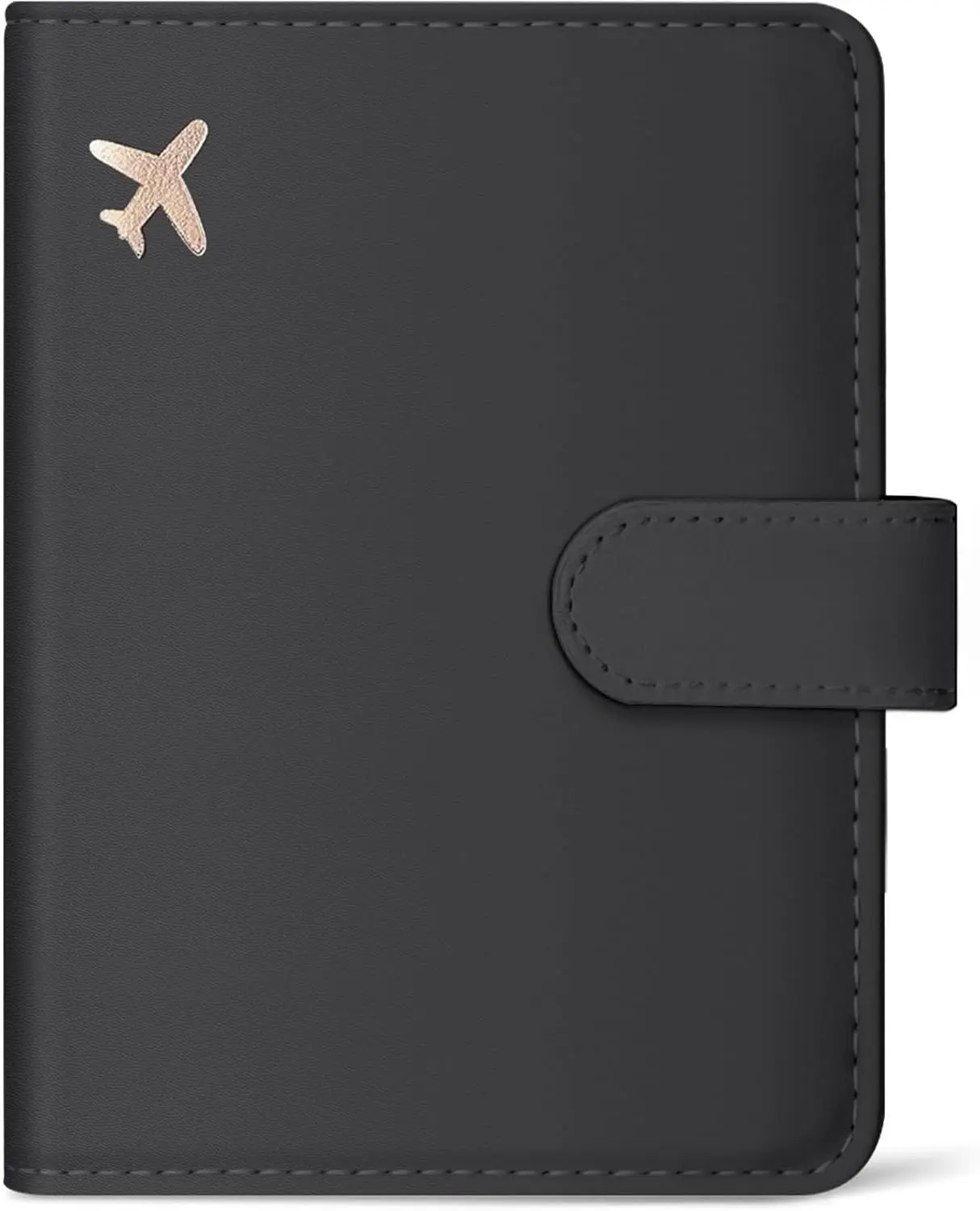 

RFID Blocking Leather Passport Holder with Magnetic Closure, Travel Wallet for Men and Women - Black