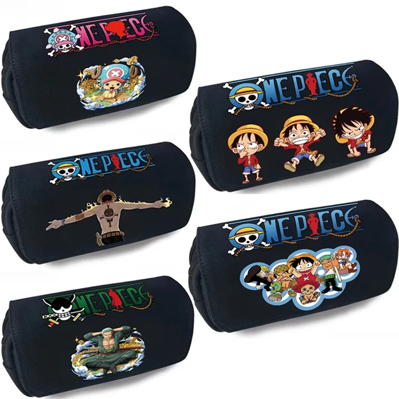 Anime One Piece Luffy Zoro Sanji Figure Stationery Pen Box Cartoon Pen Bag Multifunctional Pencil Case Children Festival Gift