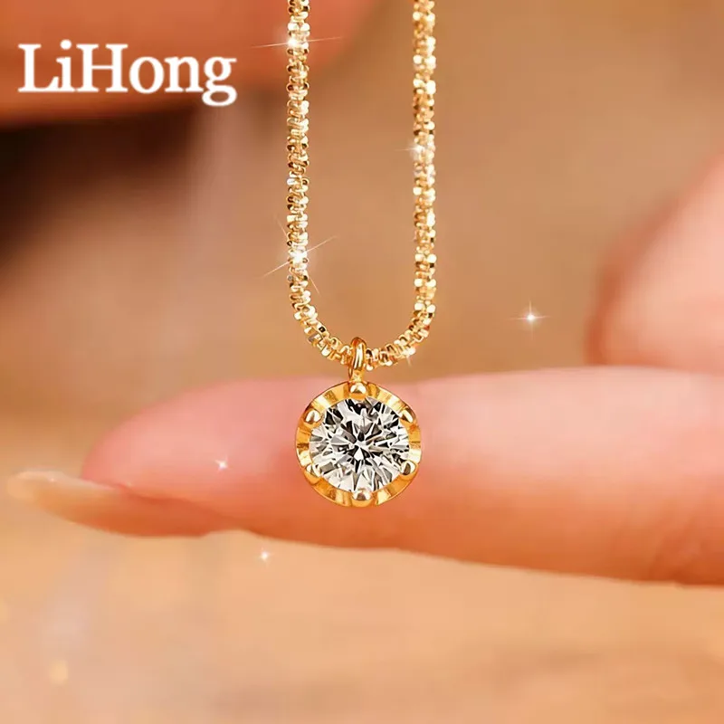 Moissanit 925 Halsketten für Frauen Einzigartiges Design Funkelnde Blumenkohl-Kette mit Diamant-Anhänger Zierlicher Partyschmuck Geschenk – Detail 1