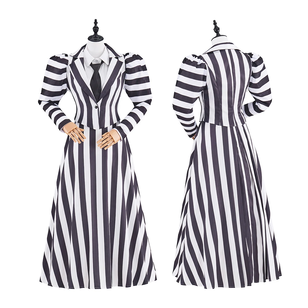 

Женские готические костюмы в стиле стимпанк, полосатый воротник с лацканами, куртка, юбка, рубашка, галстук, комплект на Хэллоуин, викторианский панк, V-образный вырез, комплект в стиле Эдварда