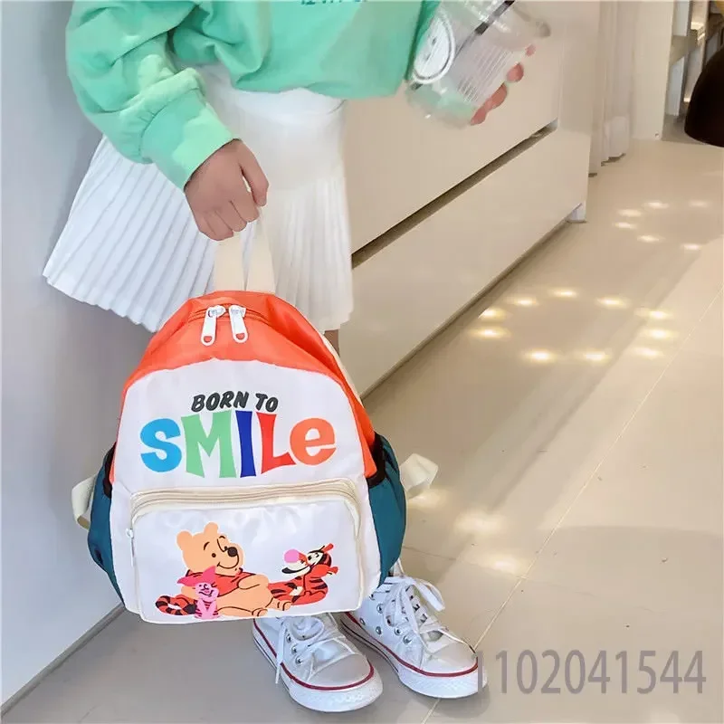 Mochila MINISO para niños pequeños, bolso escolar para niñas y niños, bonito dibujo de Tigger Piglet Pooh, bolsa de libros para estudiantes de guardería Kawaii