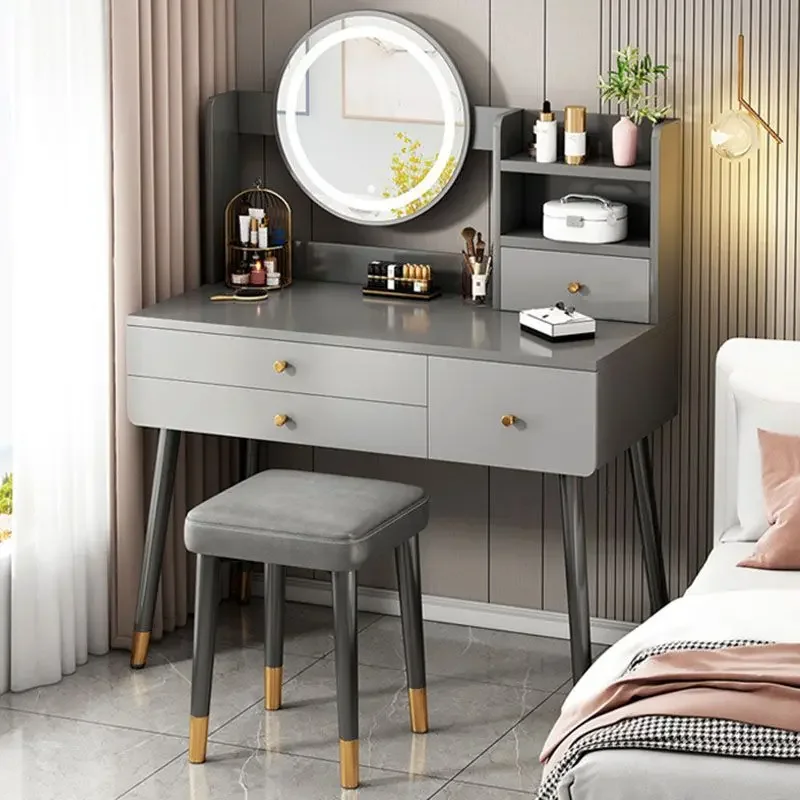 z Girls Dressing Table with Drawers Mirror and Stool Dimmable Vanity Set  - 39