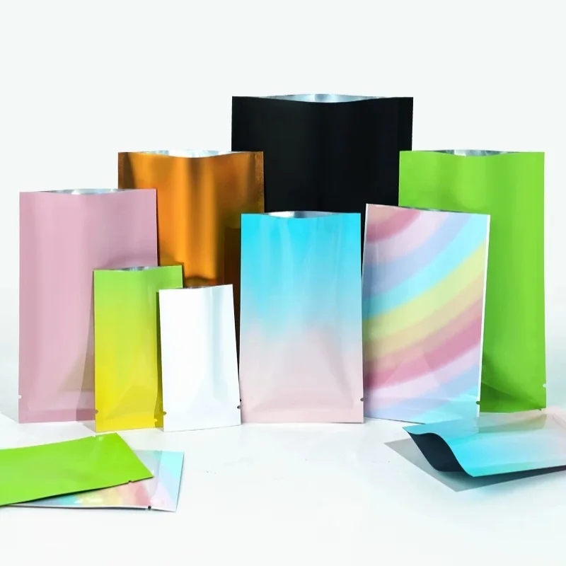 200PCS Matte Open Top Aluminum Foil Bag DIY Custom Logo Sugar Powder Tea Herbal Chocolate Butter Heat Sealing Packaging Pouches