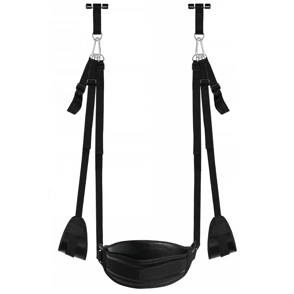 

BDSM Door Sex Swing with Seat Bondage Slave Newest Leather Soft Plush Sex Slings with Adjustable StrapsHanging Door Handcuffs