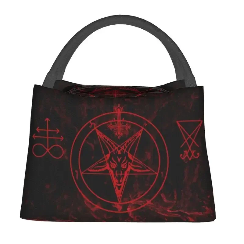 Baphomet Leviathan Cross Insulated Lunch Bags for Women Waterproof Devil Satanic Thermal Cooler Lunch Box Beach Camping Travel