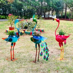 1PCS Succulent Green Plant Garden Decoration Iron Peacock Crane Flamingo Animal Shape Cute Characteristic Flower Pot