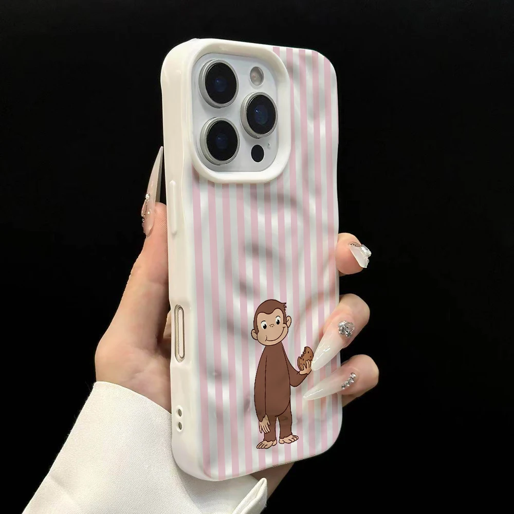 Gestreiftes lustiges Affen-Design Weiche Silikon-Handyhülle für iPhone 17 16 15 14 13 12 11 Pro Max 14 Plus 17Air Falten-Wellen-Design – Detail 8