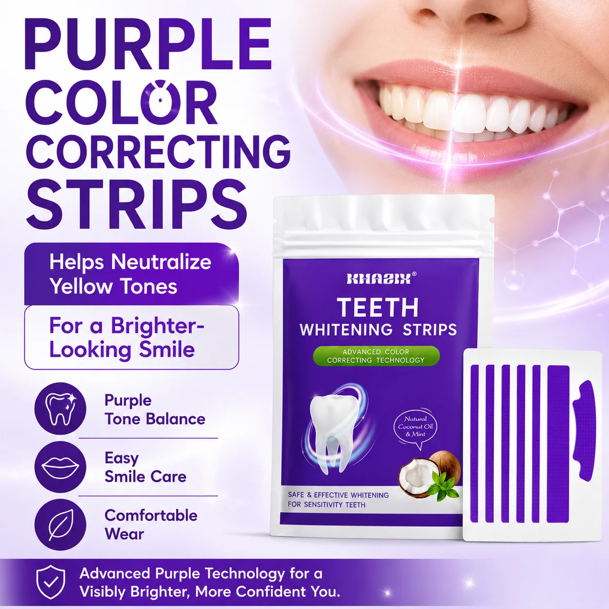 7pcs Dental Care Strips Oral Hygiene Teeth Patch Fresh Breath Mouth Cleaning Strips for Daily Use view 3