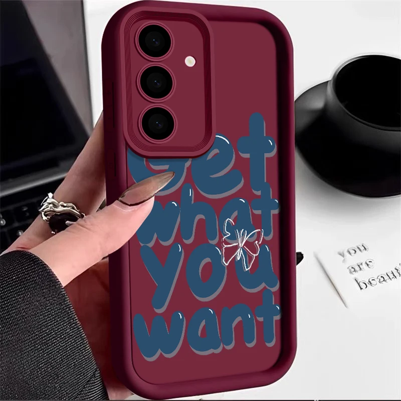 Simplified English Phone Case For Samsung Galaxy S24 S23 S22 Ultra Plus S21 A55 A54 A53 A52 A25 A15 5G Creative Anti Drop Cover