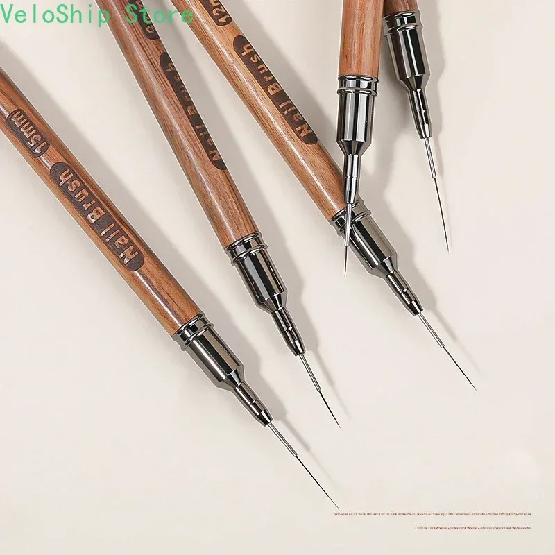 Pincel delineador para uñas con mango de madera, profesional, DIY, herramienta de dibujo, líneas precisas, rayas, pintura floral, para gel UV, salón de belleza 3