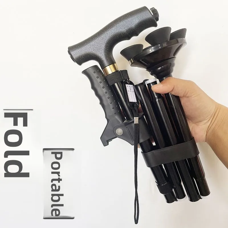

Elderly Crutches Non-slip Four-legged Folding Crutches Portable Canes Light Crutches + Multifunctional Aluminum Alloy Anti-drop