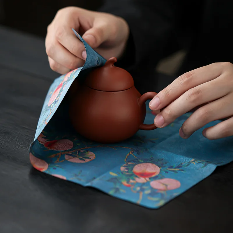 Suede Jacquard Absorbent Tea Towel Premium Chinese Style Table Cloth For Kung Fu Tea Pot Cleaning Home Table Decor Craft Gift