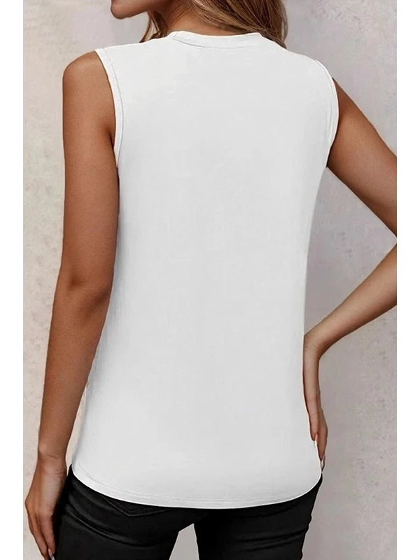 

Rixo Rane Women's Svel round Ne Vest Thin Summer Pure Color Ele Overhead Top Comfortable Fit All Season Wear