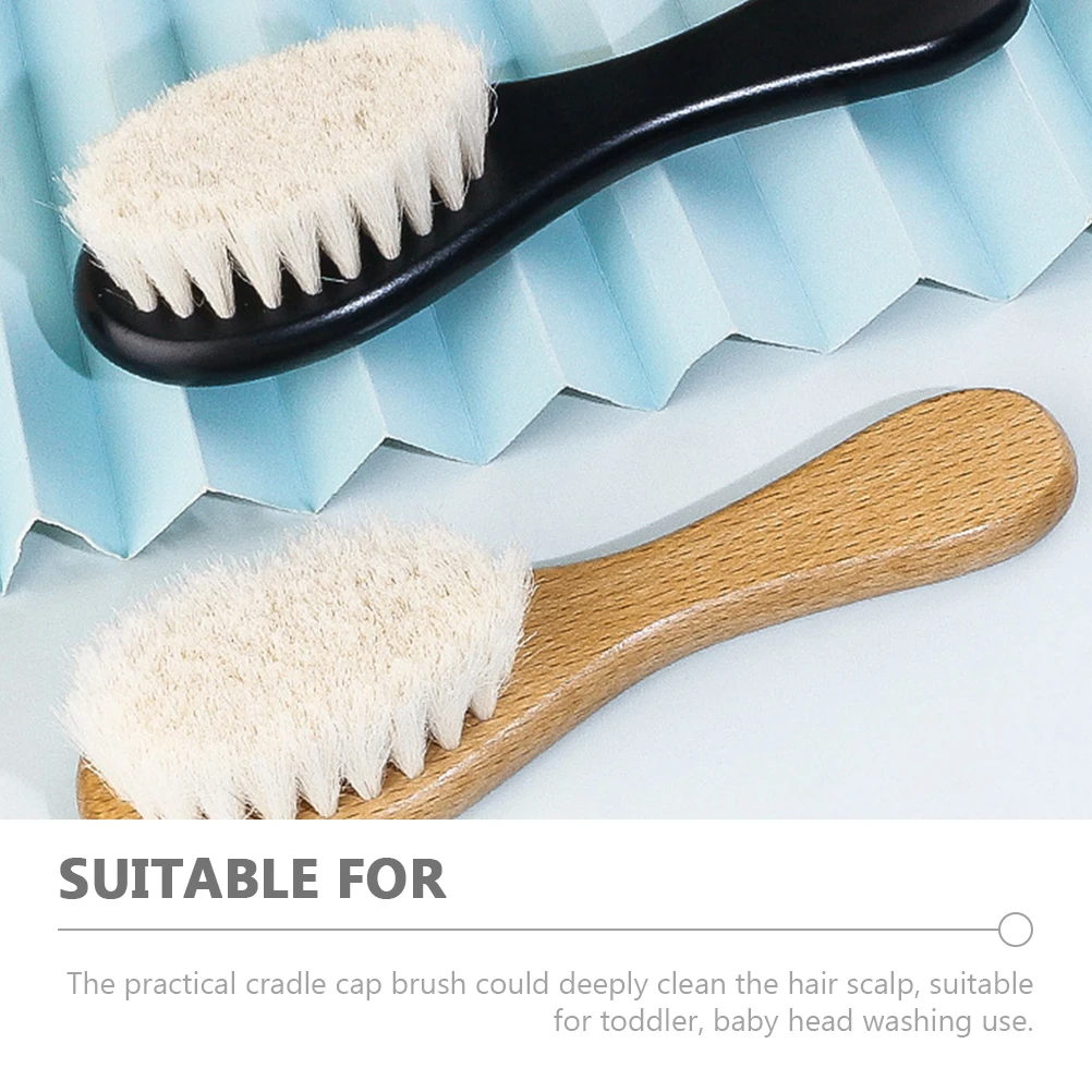 

2 шт., детская щетка для волос, щетка с колыбелью, мягкая щетина, деревянная ручка для новорожденных, волосы малыша, чистка кожи головы