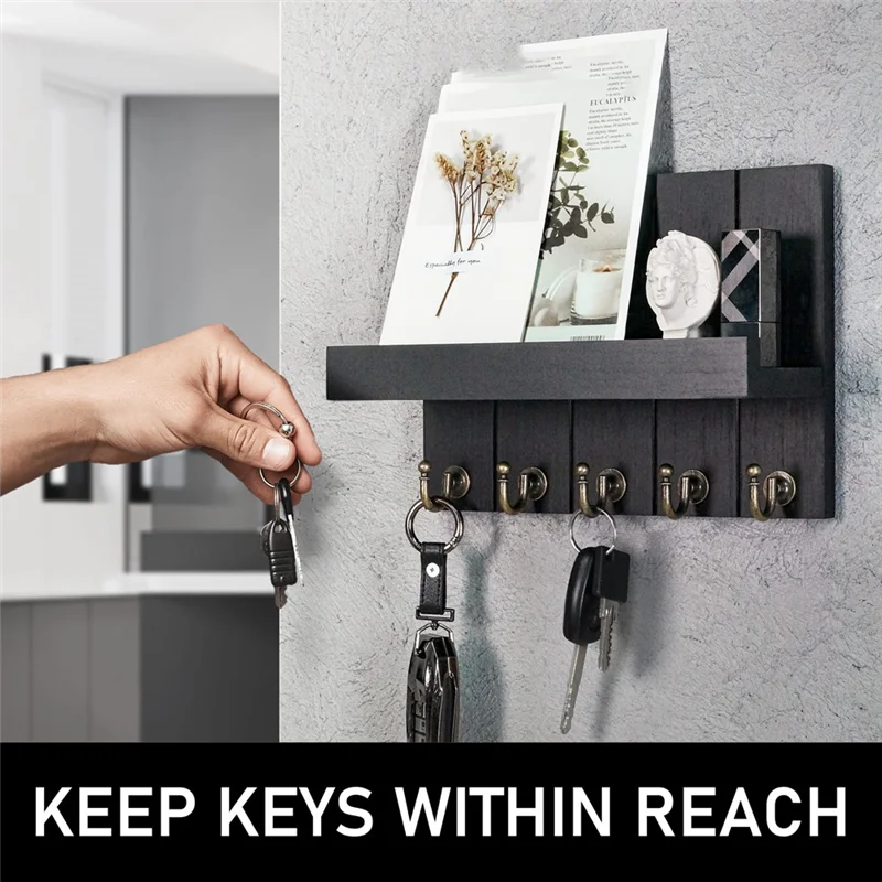 ABRS-Key Storage Hook Storage Hanger Home Entrance Storage Hooks Home Storage Racks Black