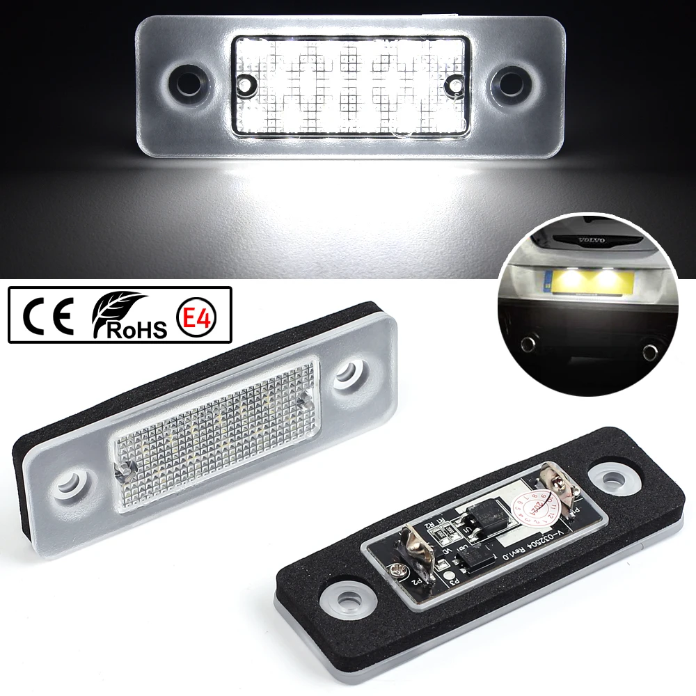 2pcs LED License Plate Number Lights Lamp Error Free For Volvo C30 2008-2013 White LED Car Lamp OEM#:31213991