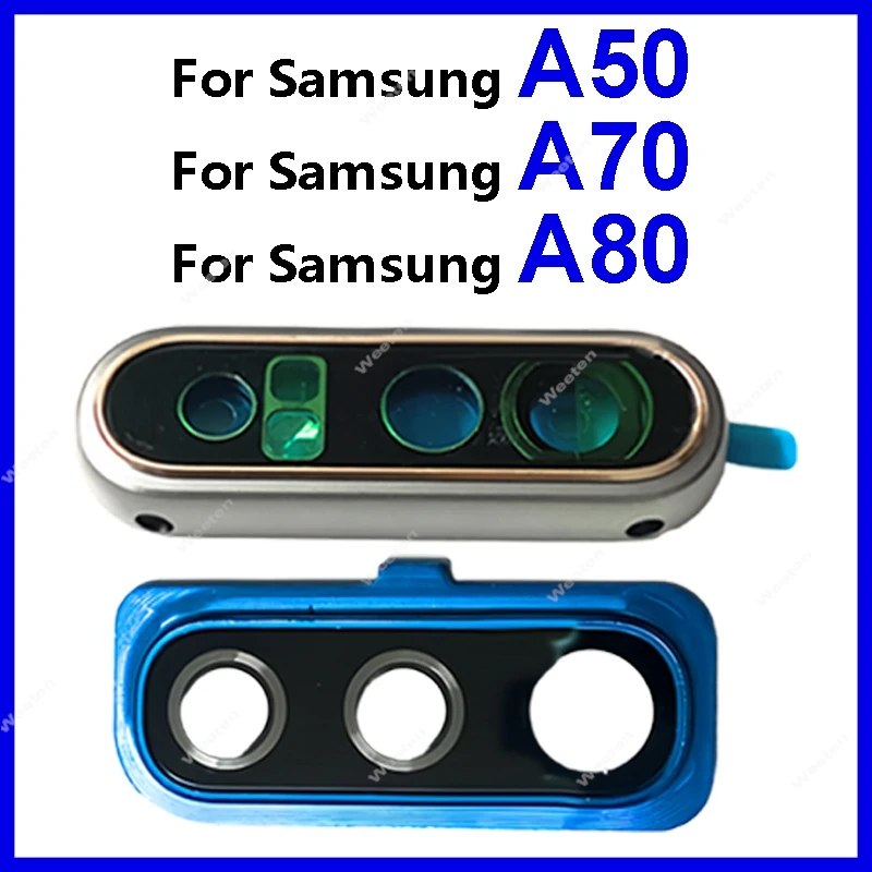 

Рамка объектива камеры для Samsung Galaxy A50 A70 A80 SM-A505 SM-A705 SM-A805, держатель стекла заднего камеры, крышка задней камеры с наклейкой