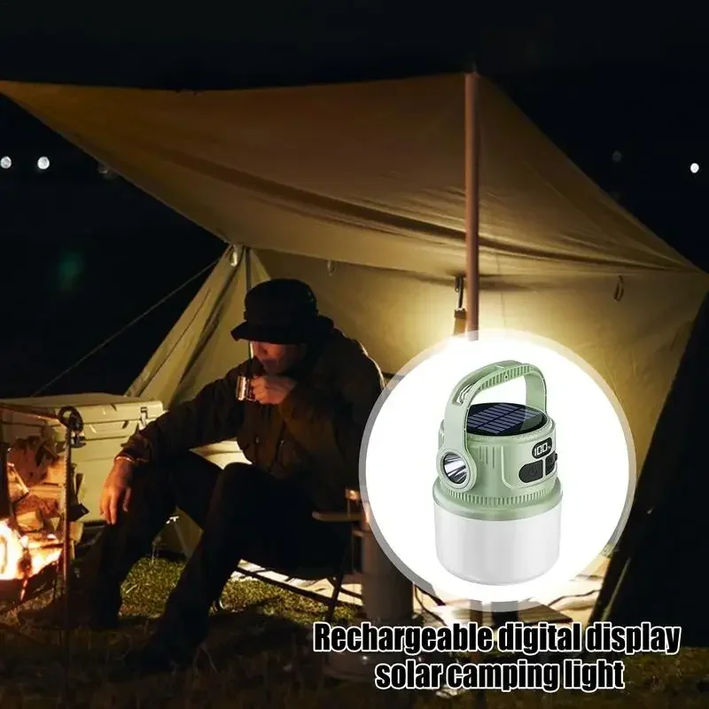 Portable LED Camping Flashlight Rechargeable LED Camping Solar Rechargeable Lantern Waterproof Outdoor Supplies Lightweight Tent