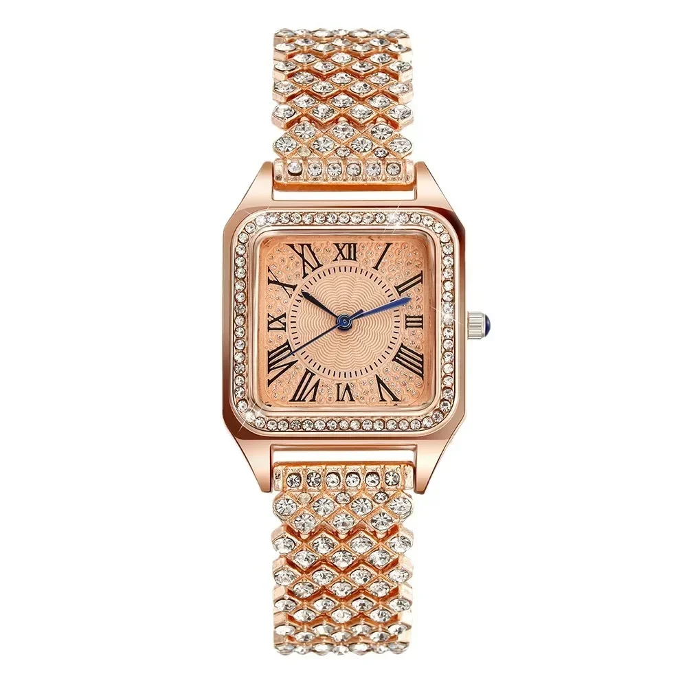 Montre carrée en diamant romain pour femme, montre-bracelet à quartz pour femme, nouvelle mode, livraison directe