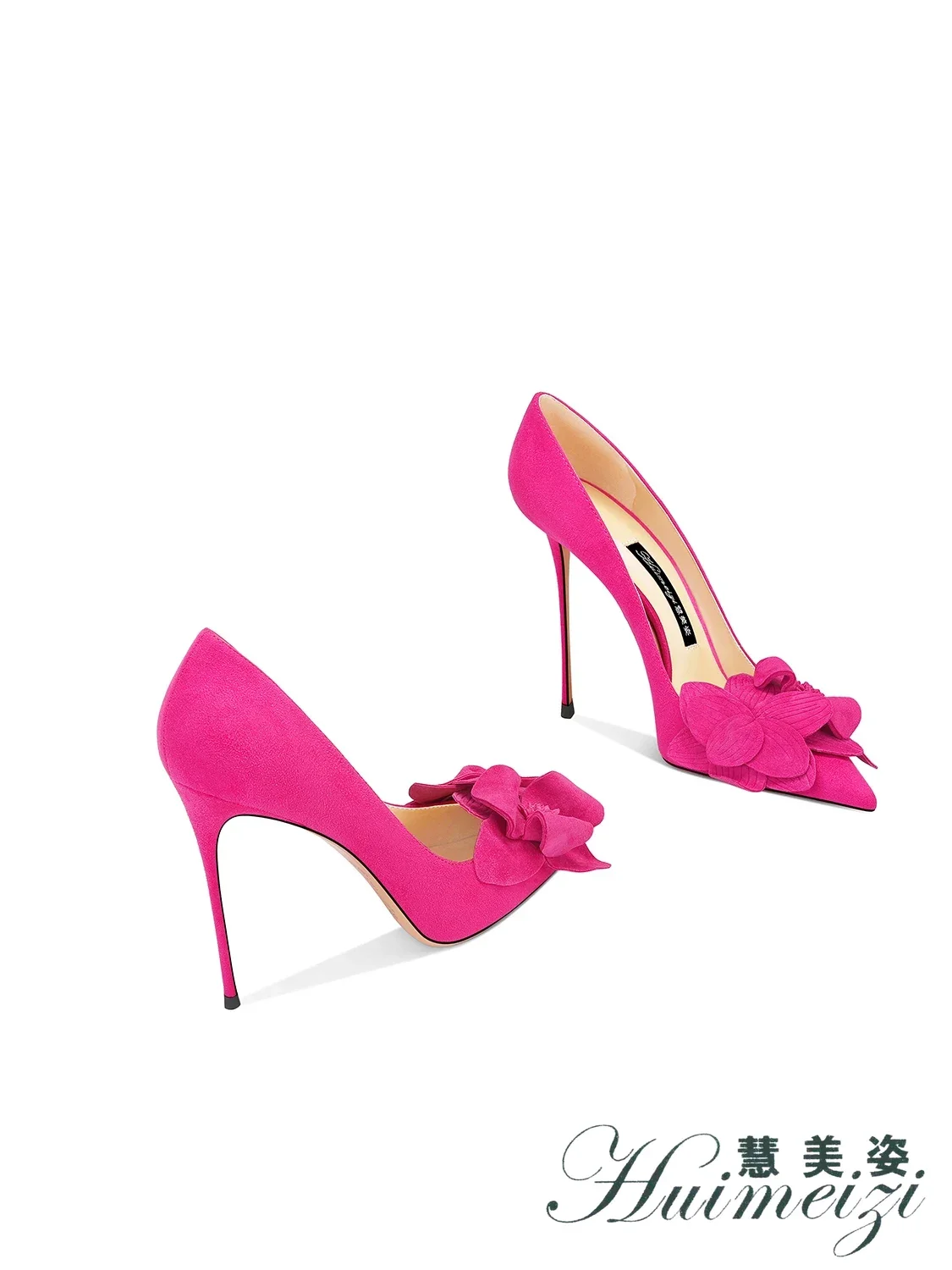HMZ Flower Red High-heeled Single Shoes Women's 2027 Popular Pointed-toed Thin-heeled Shallow-mouth Shoes