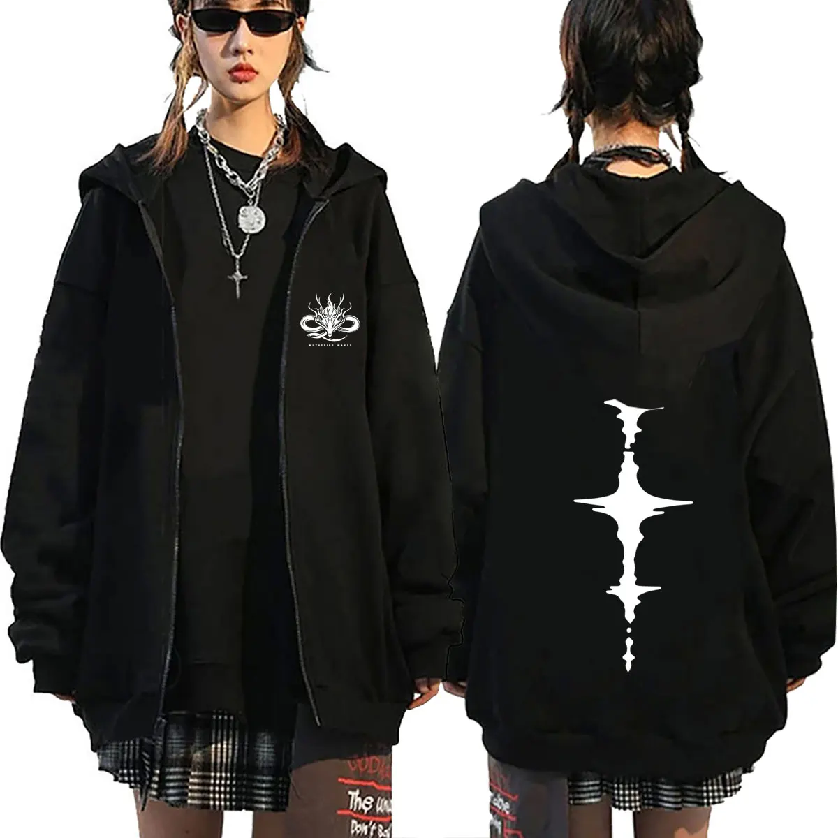 Game Wuthering Waves Same Style Zipper Hoodie Men Women Fashion Casual Vintage Zip Up Jacket Men's Oversized Zip Up Sweatshirt