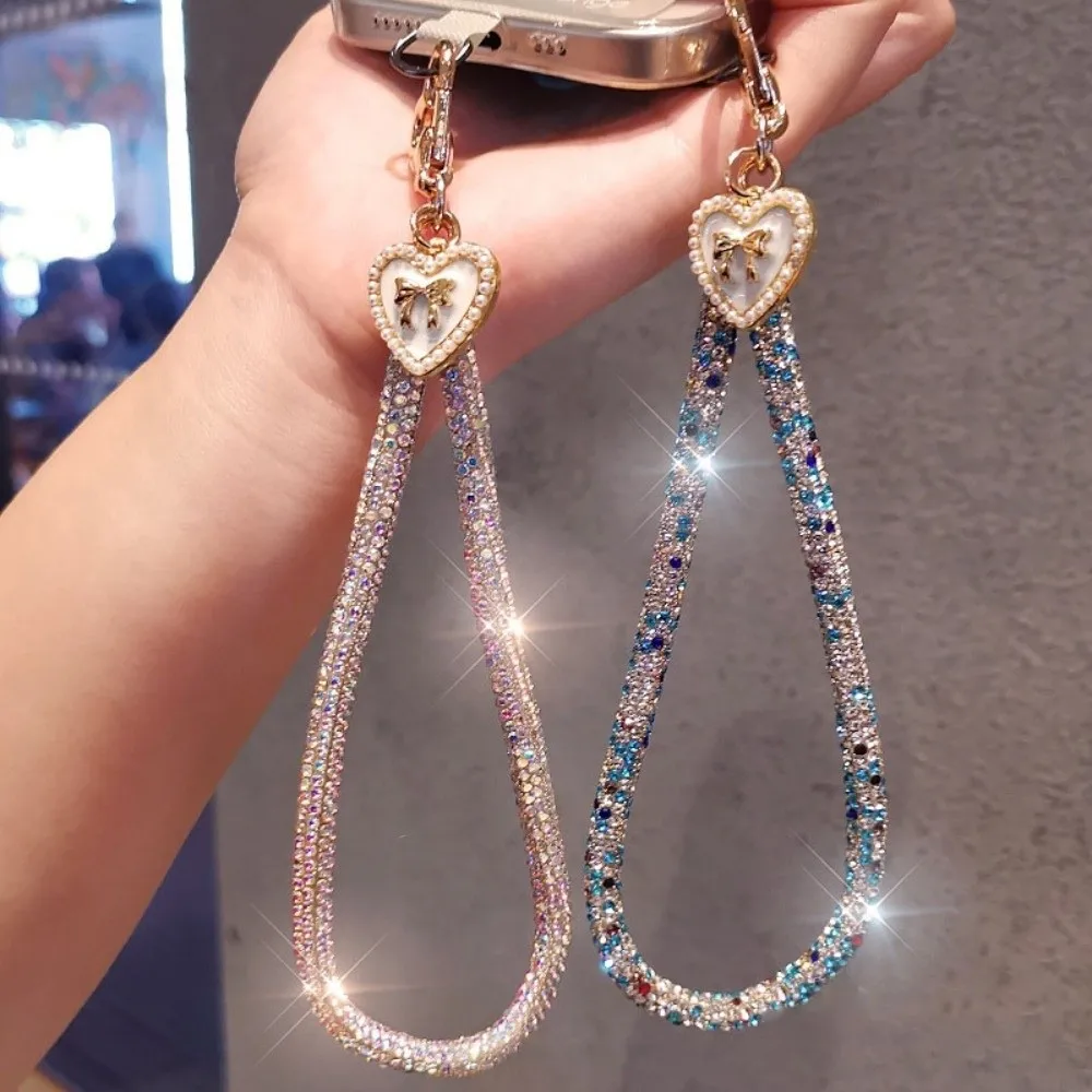 

Hanging Cord Glitter Rhinestone Phone Lanyard Handheld Short Wrist Style Diamond Phone Rope Luxury Anti Loss Mobile Phone Chain