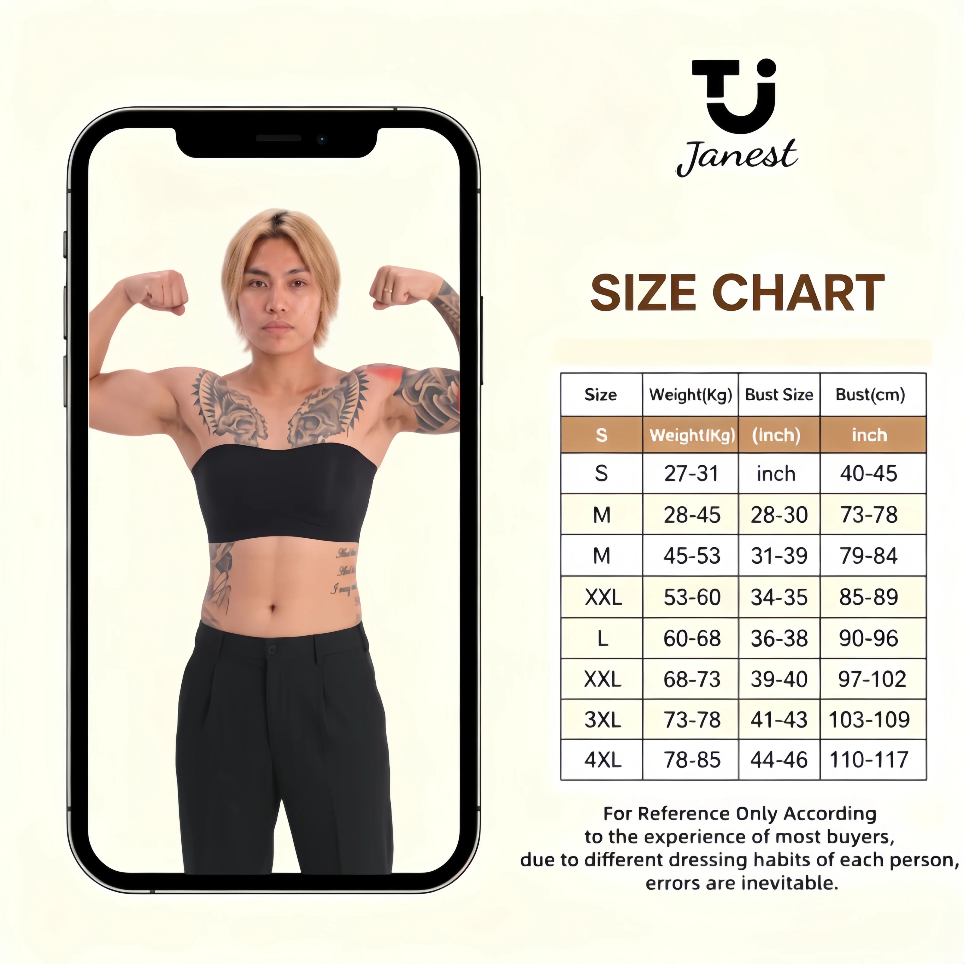 JANEST Invisible Tube Chest Binder Seamless Non‑Slipping Design Ultra‑Flat Chest Minimizer for Women