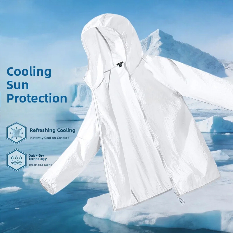 Men's Summer Ice Silk Fishing Jacket Lightweight Breathable Sun Protection Outerwear Polyester Fiber Quick Dry Waterproof Wea...