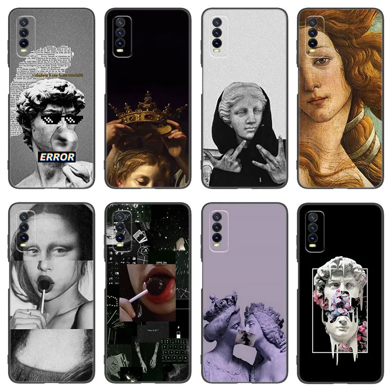 Mona Lisa David Silicone Phone Case For V27 V30 Pro V29e Y27 Y55 Y78 5G Y02S Y15S Y17S Y21S Y33S Y76S Y16 Y22 Y35 Y36