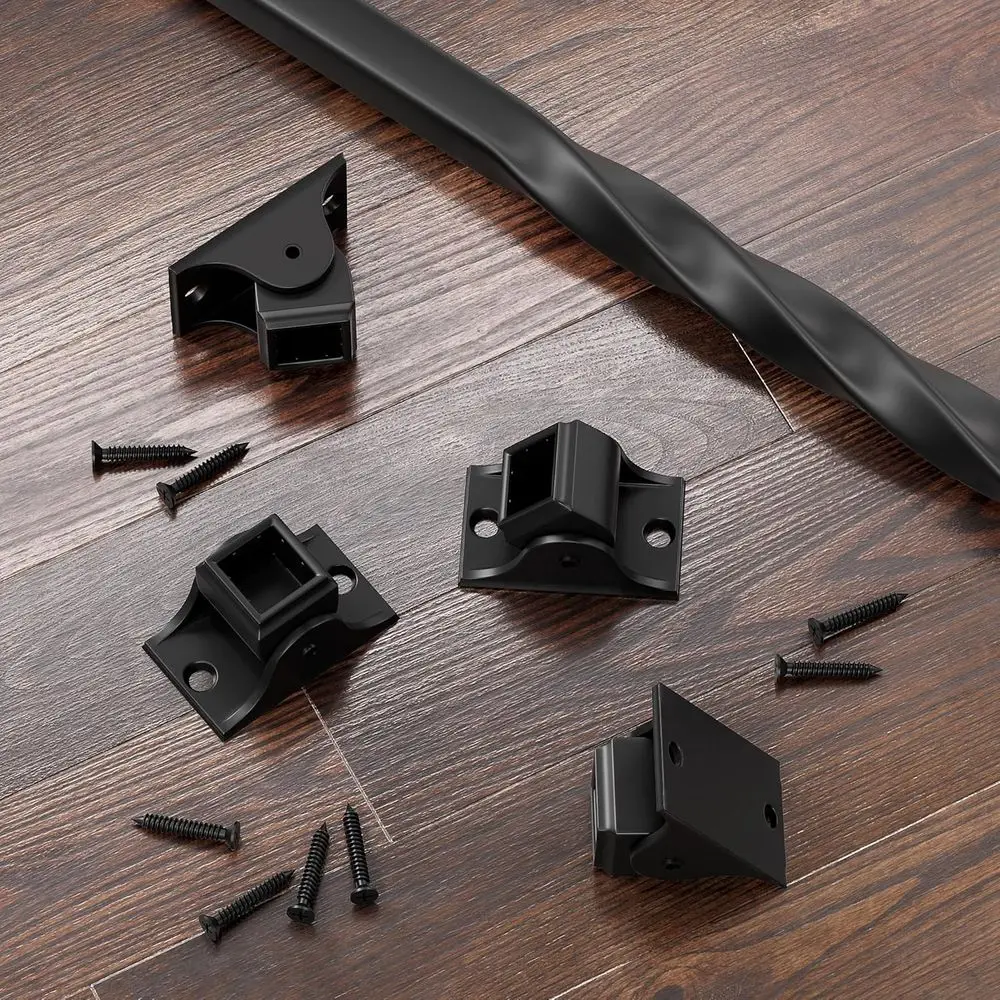 حذاء بحزام دوار أسود من الساتان لدرابزين سلالم حديدية مربعة 1/2، 30 عبوة