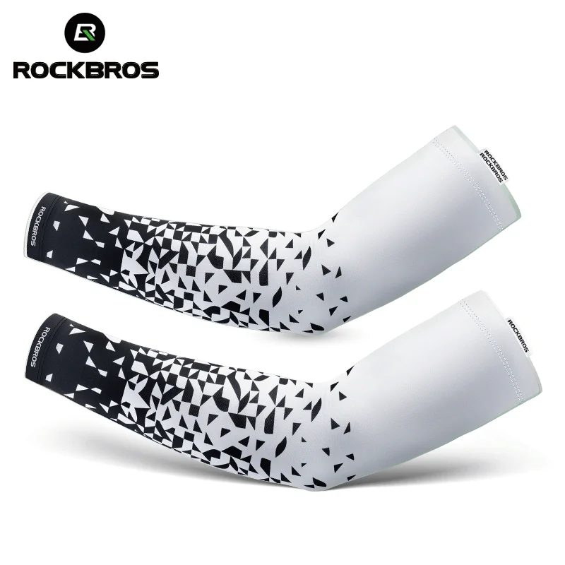 ROCKBROS Ice Silk Sports Arm Sleeves Cycling Arm Sleeves Cover Sun UV Protection Outdoor Running Fitness Summer Cool Arm Sleeves