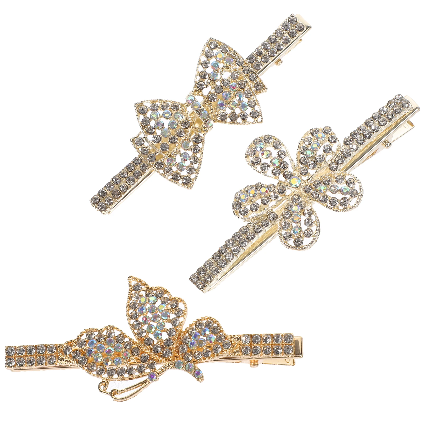 

3pcs Rhinestone Flower Hair Clips for Women Girls Small Thin Hair Barrettes Sparkly Metal Butterfly Hairpins Styling Decorations