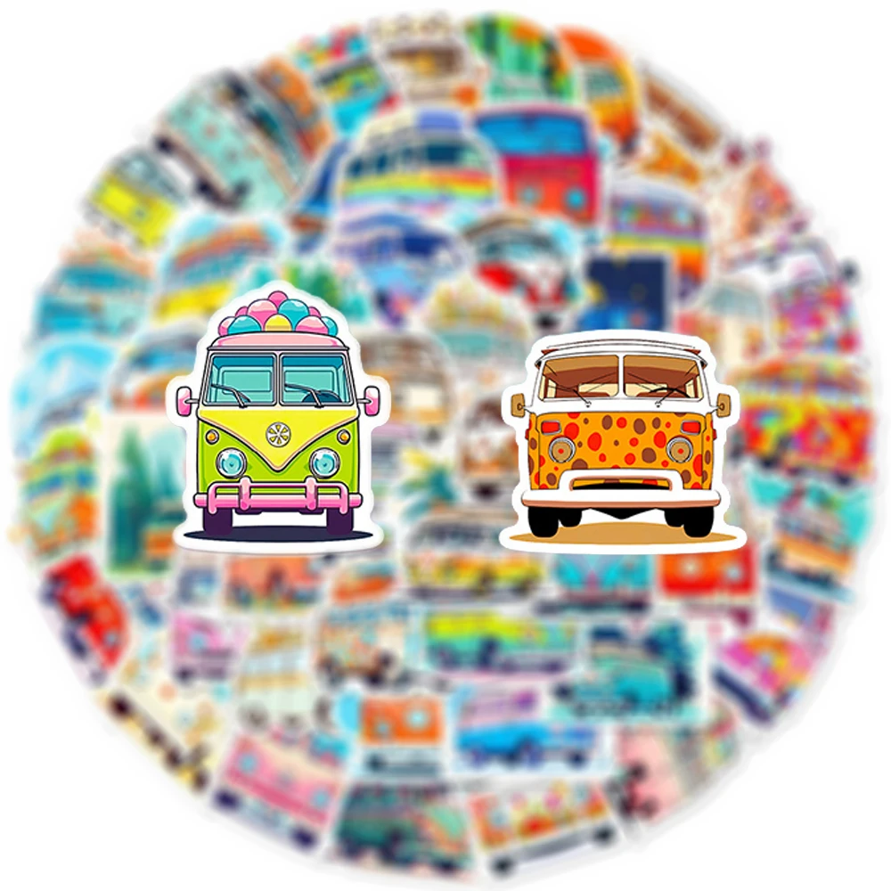 

10/30/50pcs Cute Travel Bus Stickers Creative Car Cartoon Sticker Wall Scrapbooking Suitcase Laptop Art Graffiti Decals Kid Toys