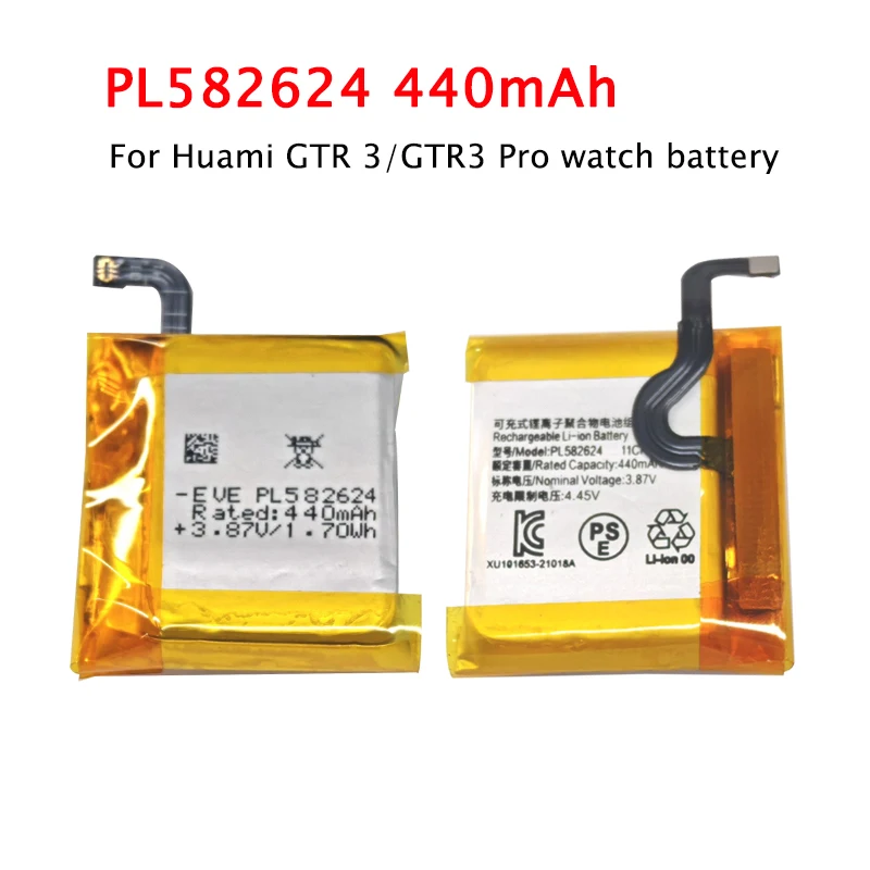 PL582624 440mAh Battery 3.87V Rechargeable Li-ion Batteries for For Huami Amazifit GTR 3/GTR3 Pro Replacement  Smart Watch