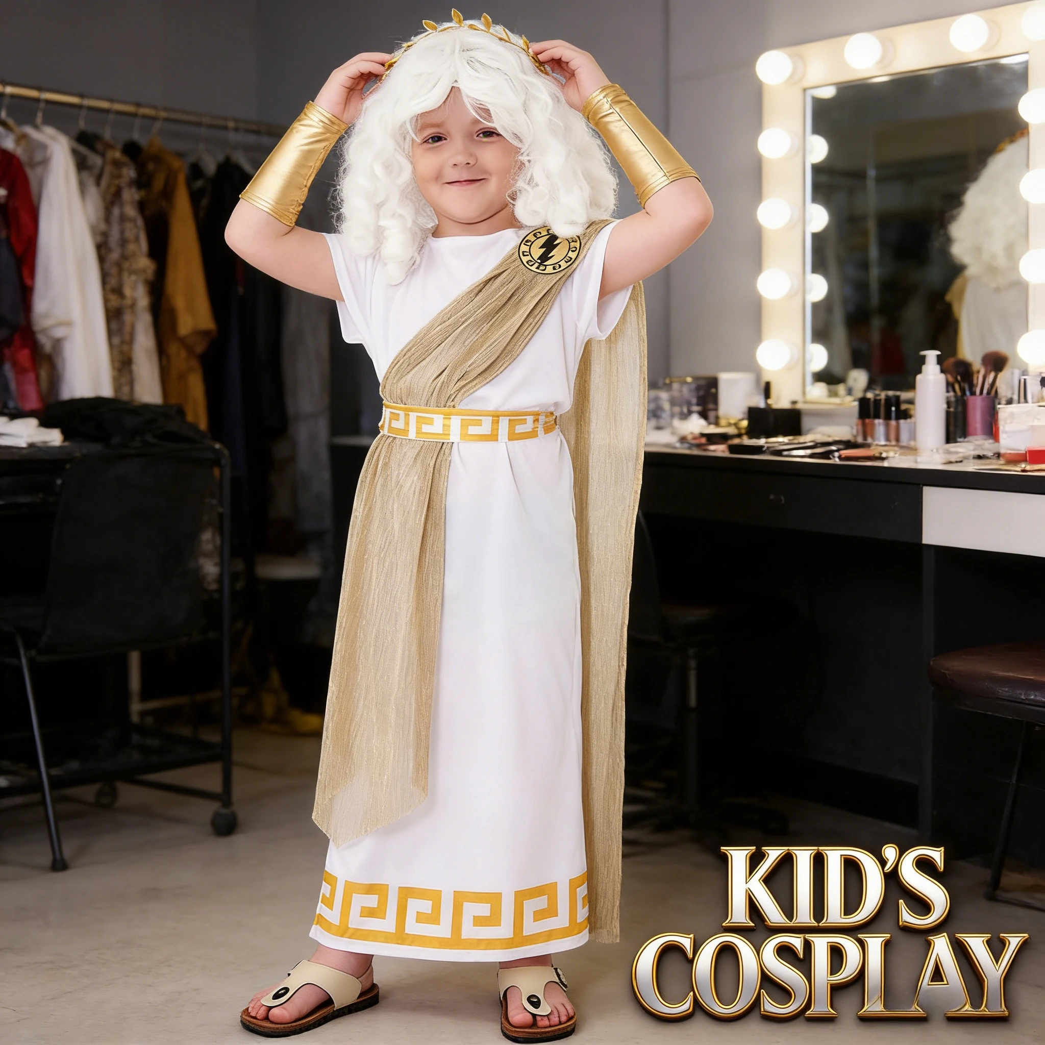 

Детский белый костюм древнеримского бога Зевса для мальчиков, наряд для косплея в стиле греческой мифологии, для сценических выступлений