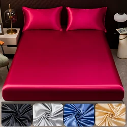 Solid Color Satin Sheet Set, Includes Fitted Sheet Pillowcases,Bedding Set,Premium Smooth, Hypoallergenic and Machine Washable